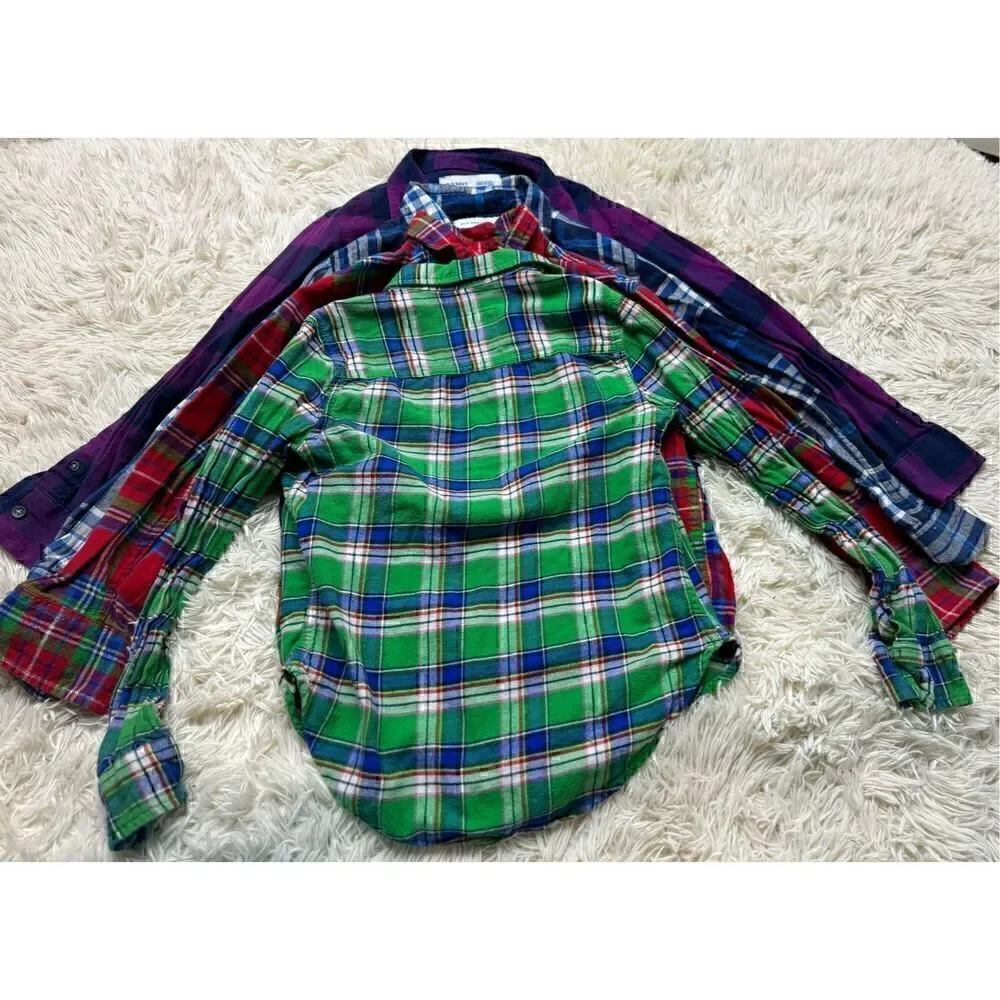 4 piece size 7-8 Boys Long Sleeve Button Down Flannel Bundle by Old Navy & Aberc